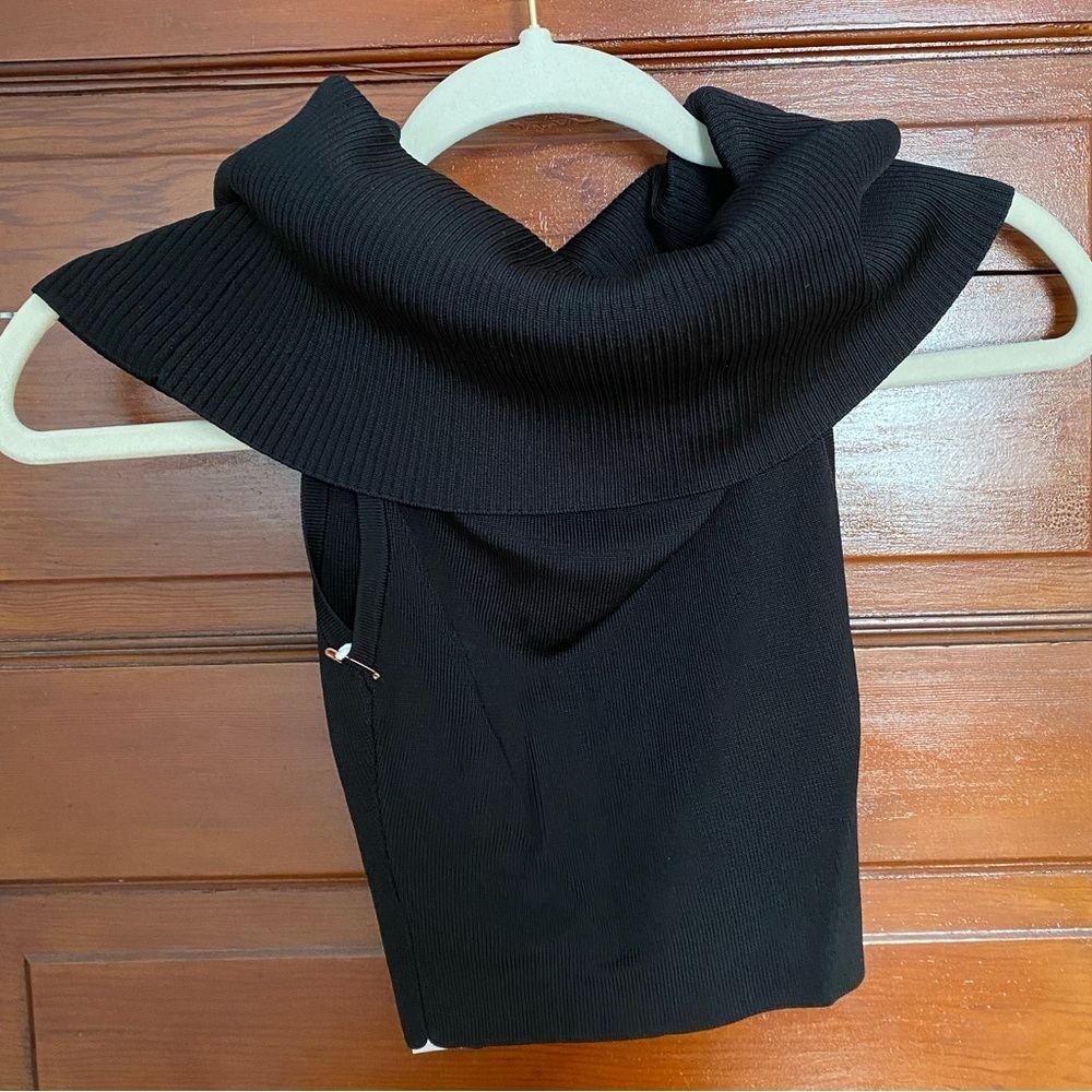 New Good American Off the shoulder Ribbed Crop Top Black - Picture 5 of 5